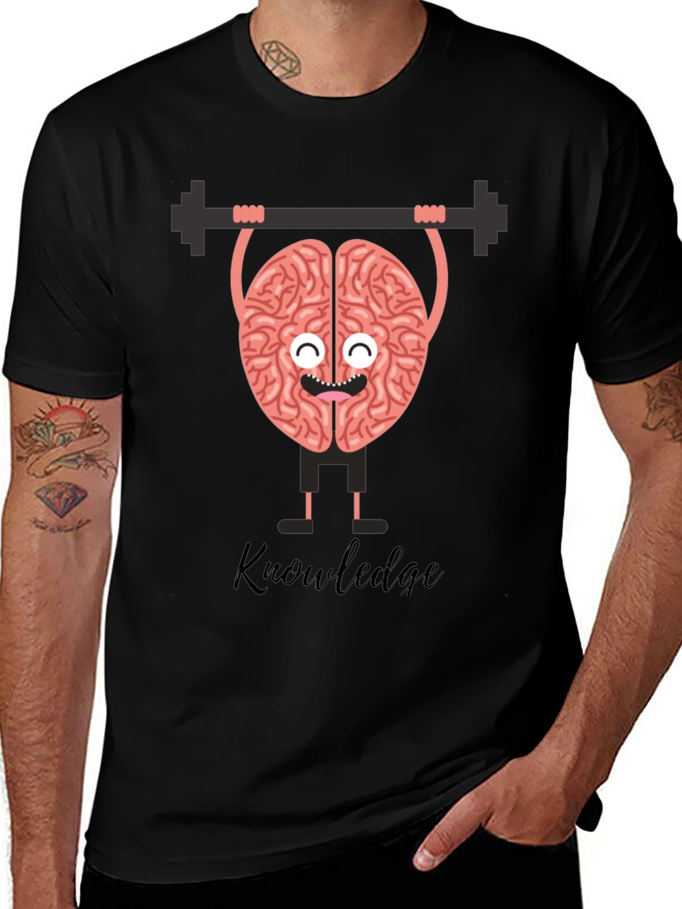 Knowledge is Power Brain Lifting Barbell T-Shirt