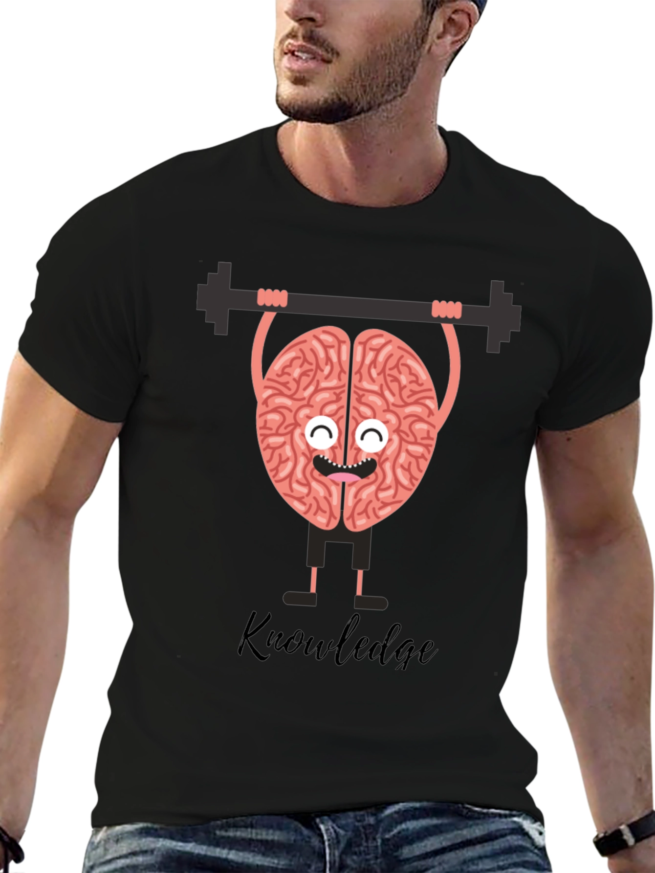 Knowledge is Power Brain Lifting Barbell T-Shirt