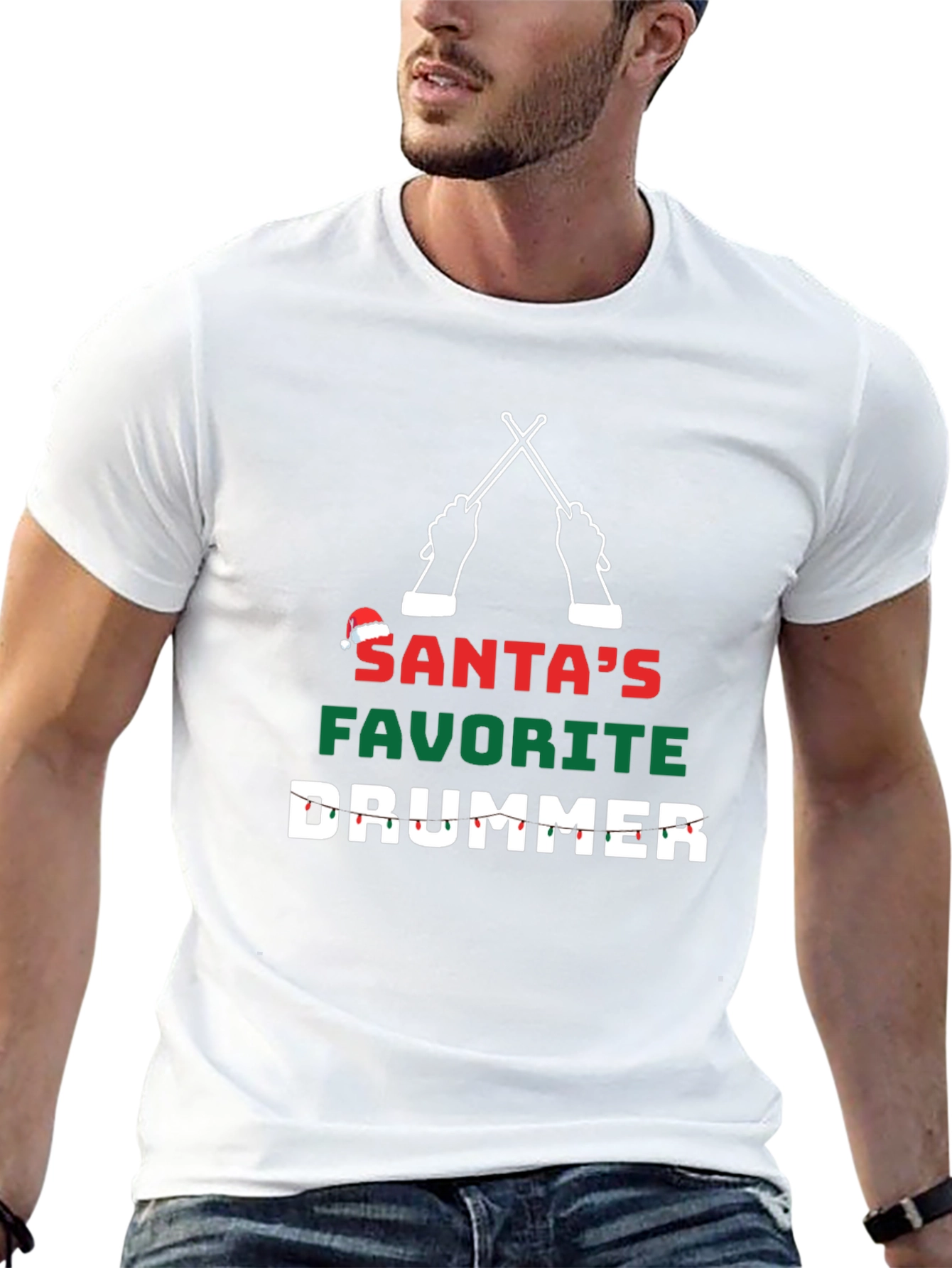 Santas Favorite Drummer Christmas T-Shirt