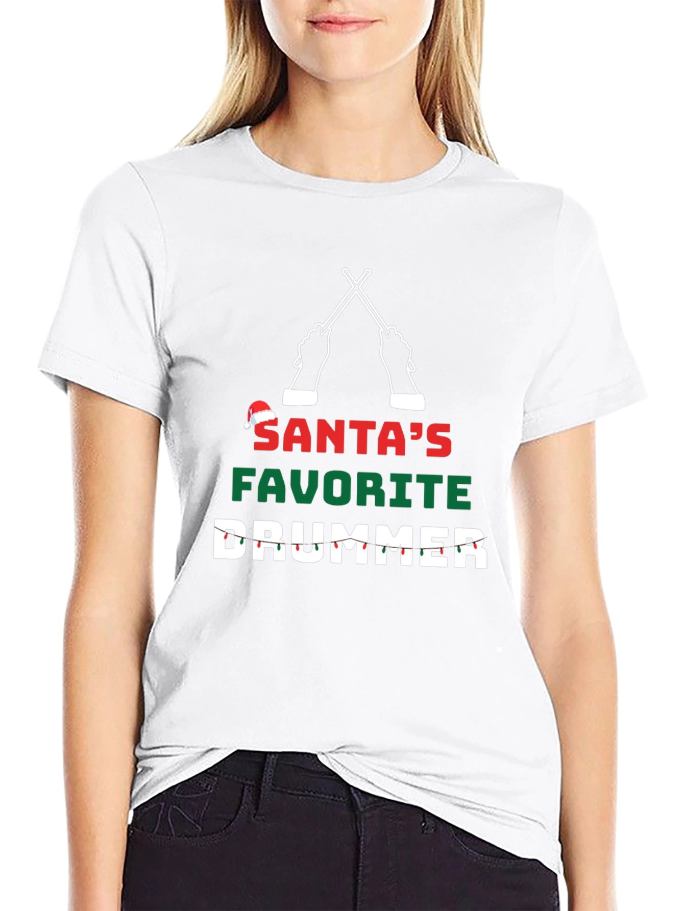Santas Favorite Drummer Christmas T-Shirt