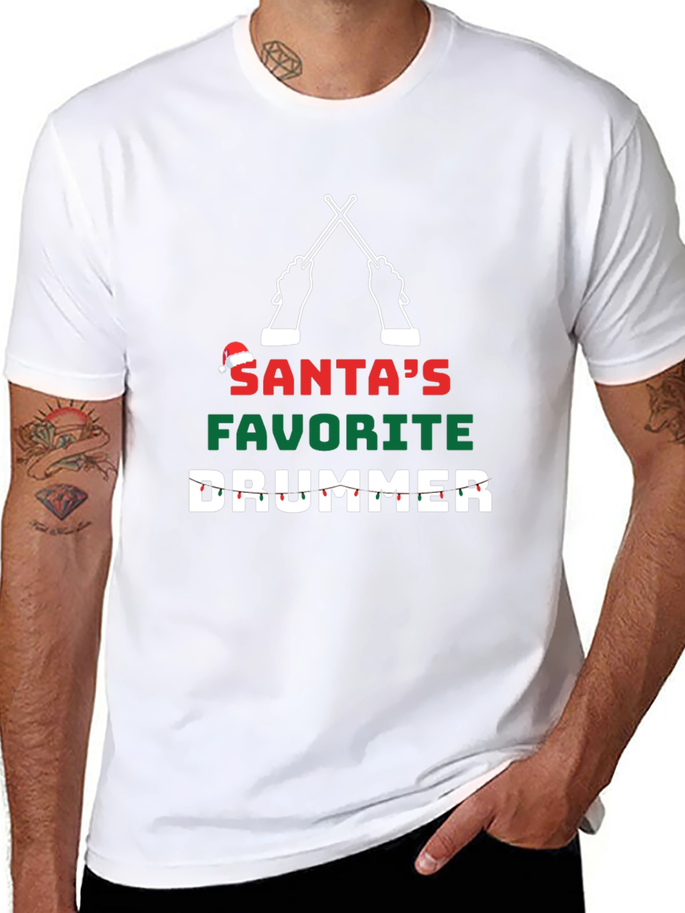 Santas Favorite Drummer Christmas T-Shirt