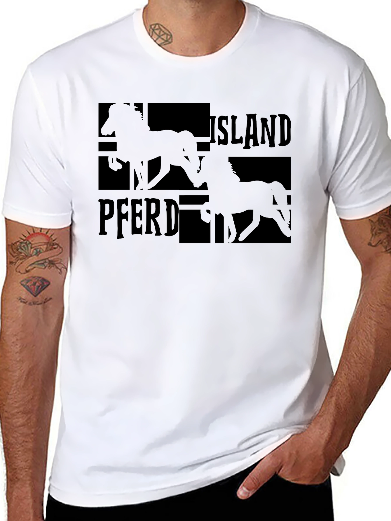 Island Pferd Black T-Shirt - Equestrian Style