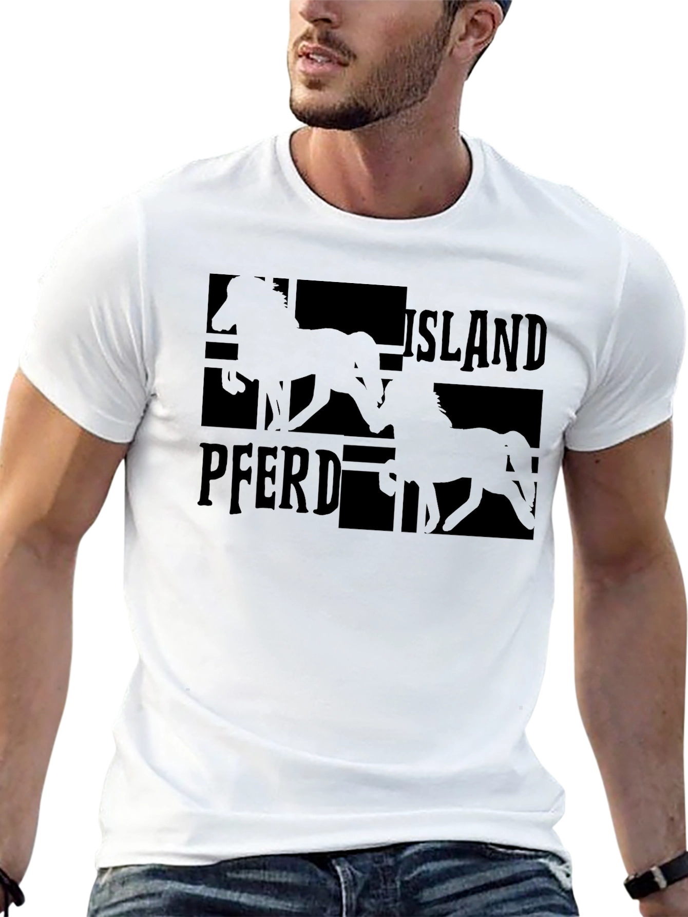 Island Pferd Black T-Shirt - Equestrian Style