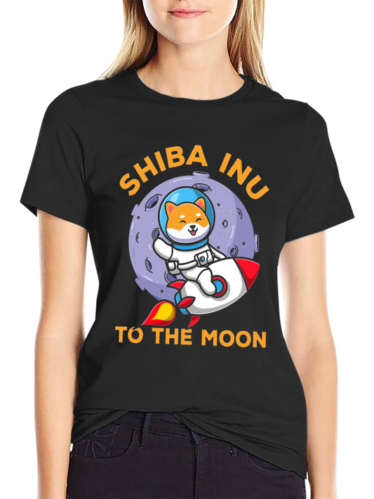 Shiba Inu To The Moon Black T-Shirt