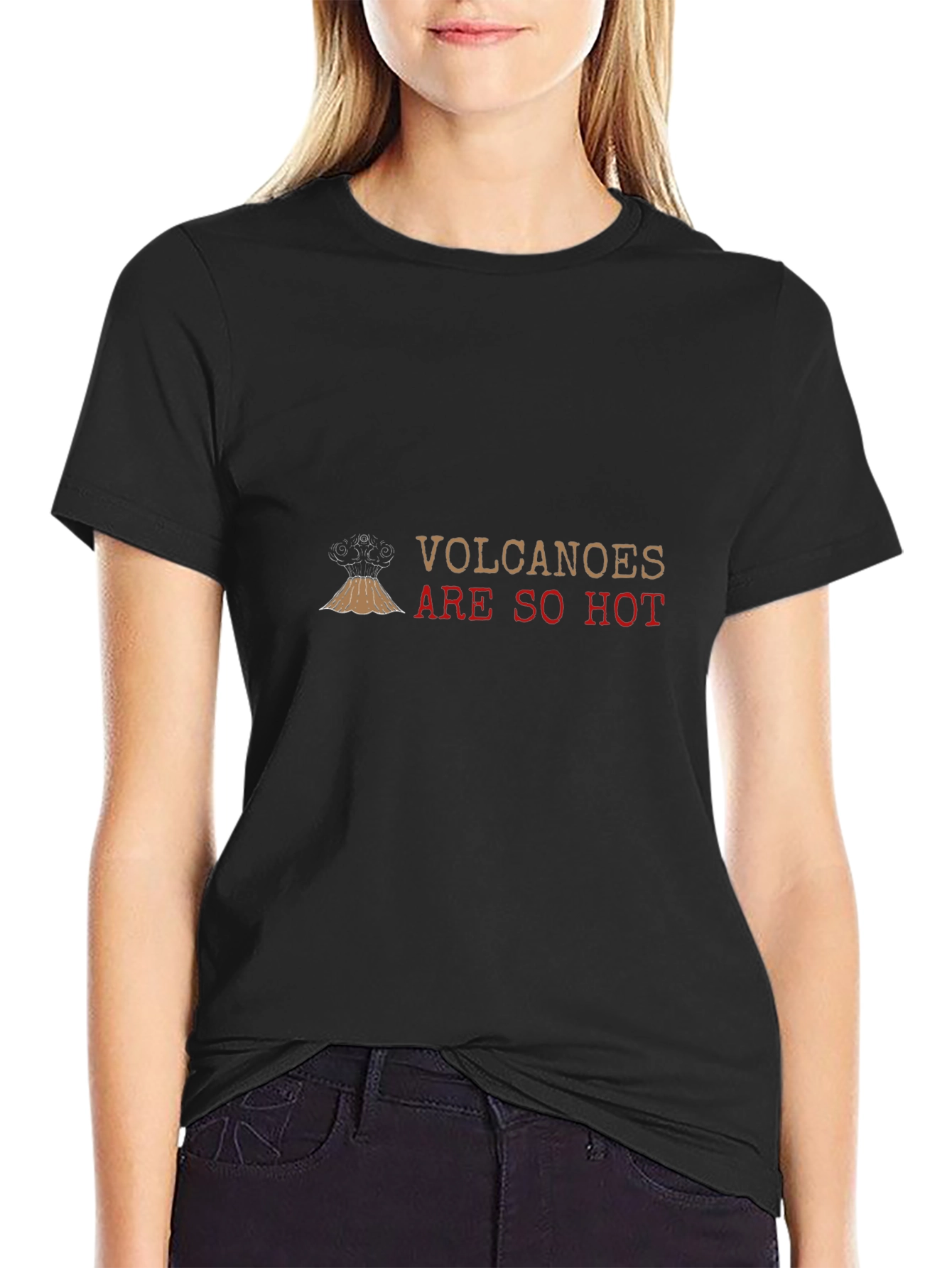 Volcanoes Are So Hot Black Graphic Tee