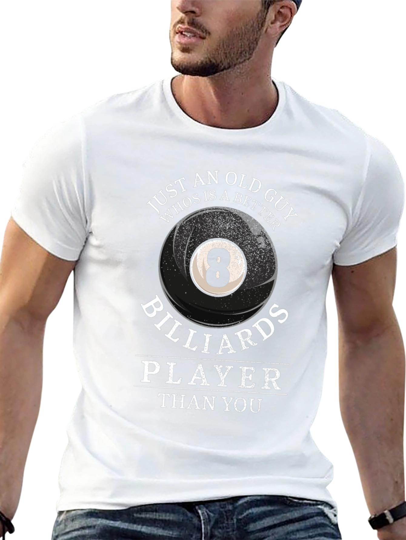 Funny Billiards Player T-Shirt for Old Guys
