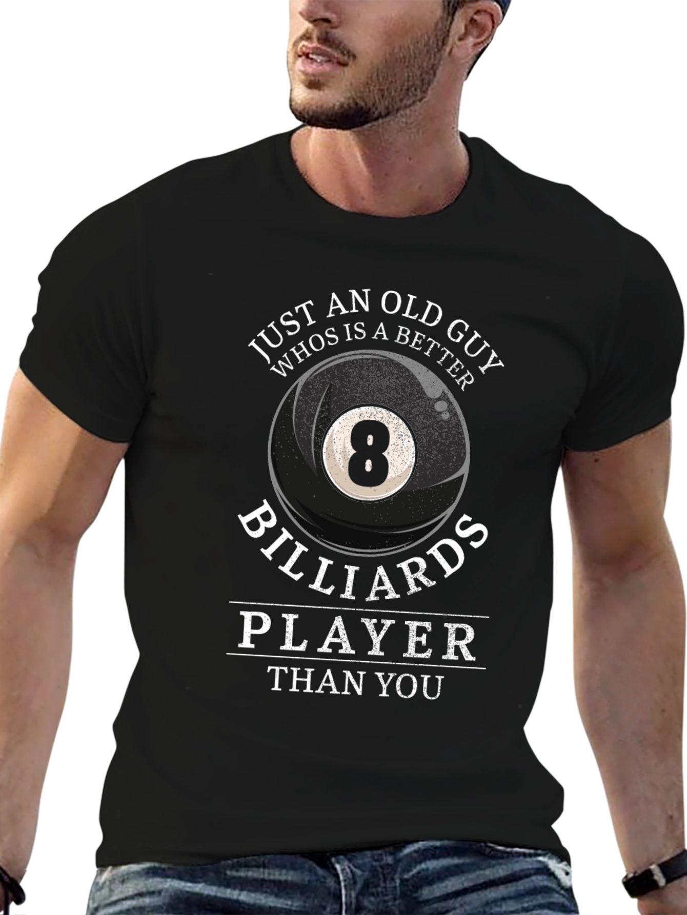 Funny Billiards Player T-Shirt for Old Guys