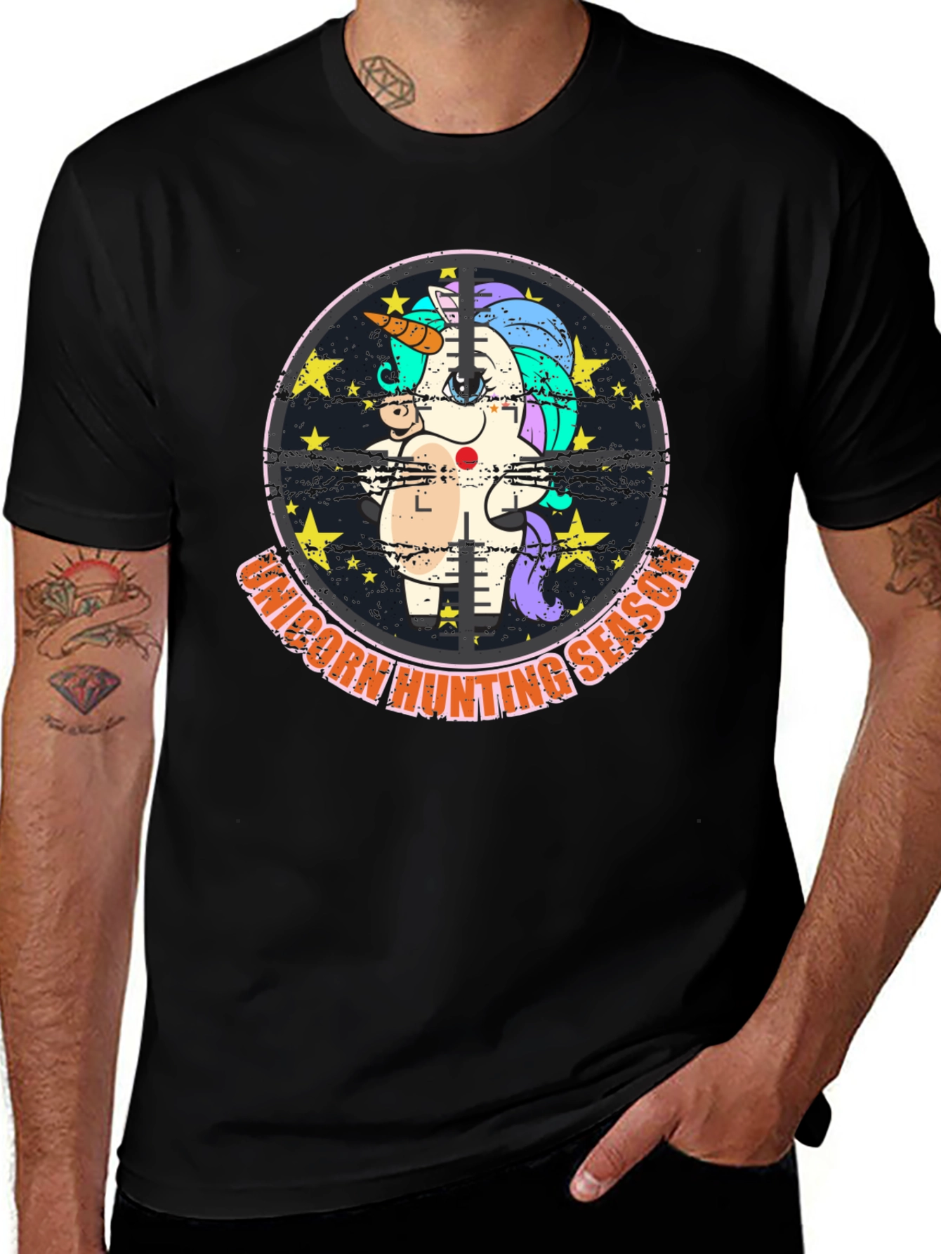 Unicorn Hunting Season Black T-Shirt
