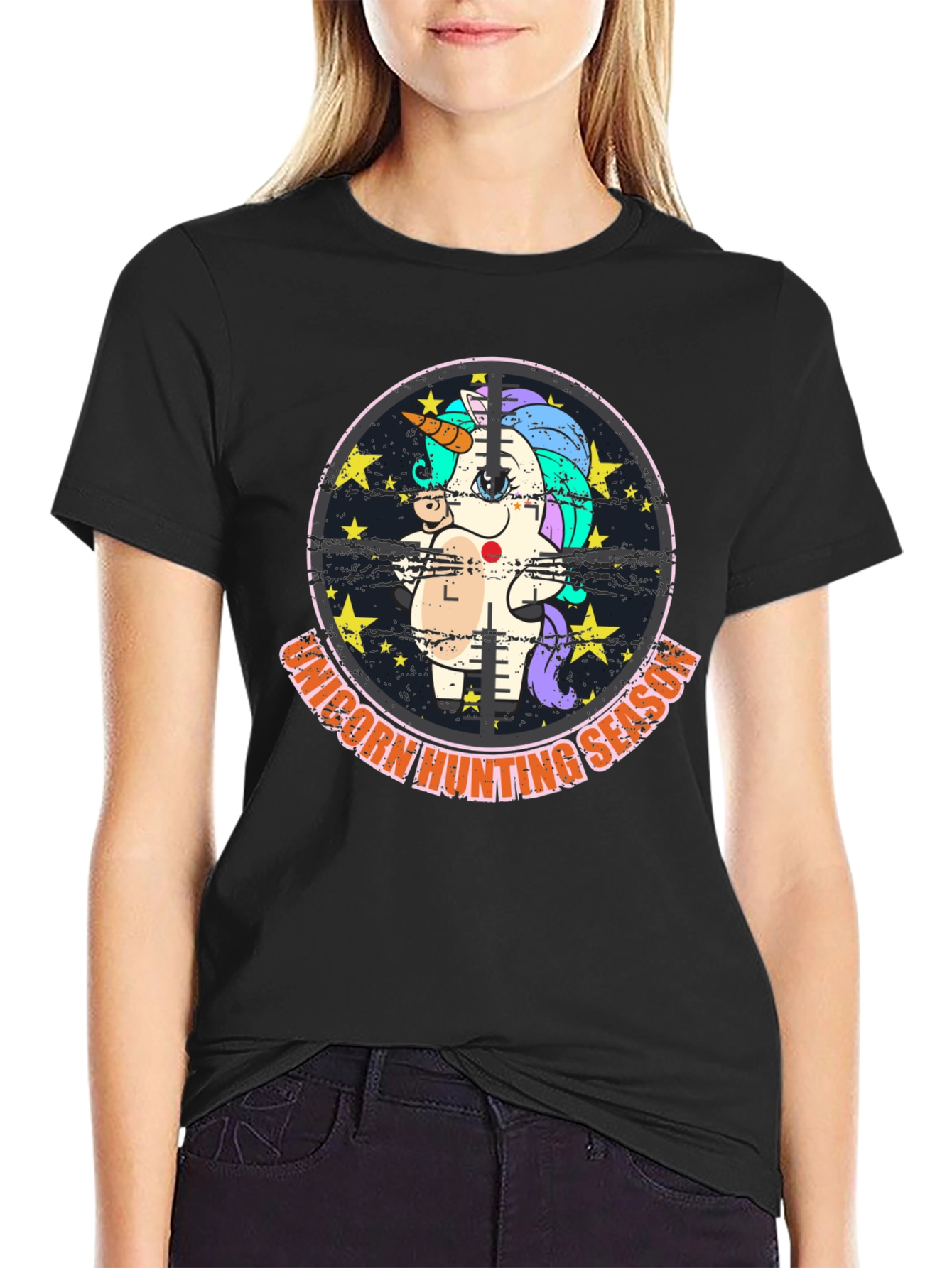 Unicorn Hunting Season Black T-Shirt