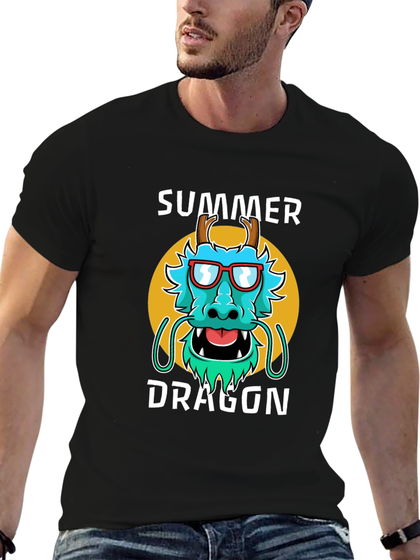 Summer Dragon Graphic Tee - Stylish Mens T-Shirt