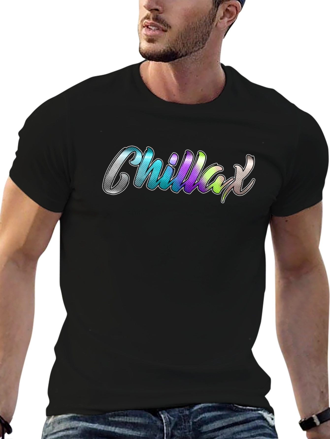 Chillax Black T-Shirt - Stylish Relaxed Fit Tee
