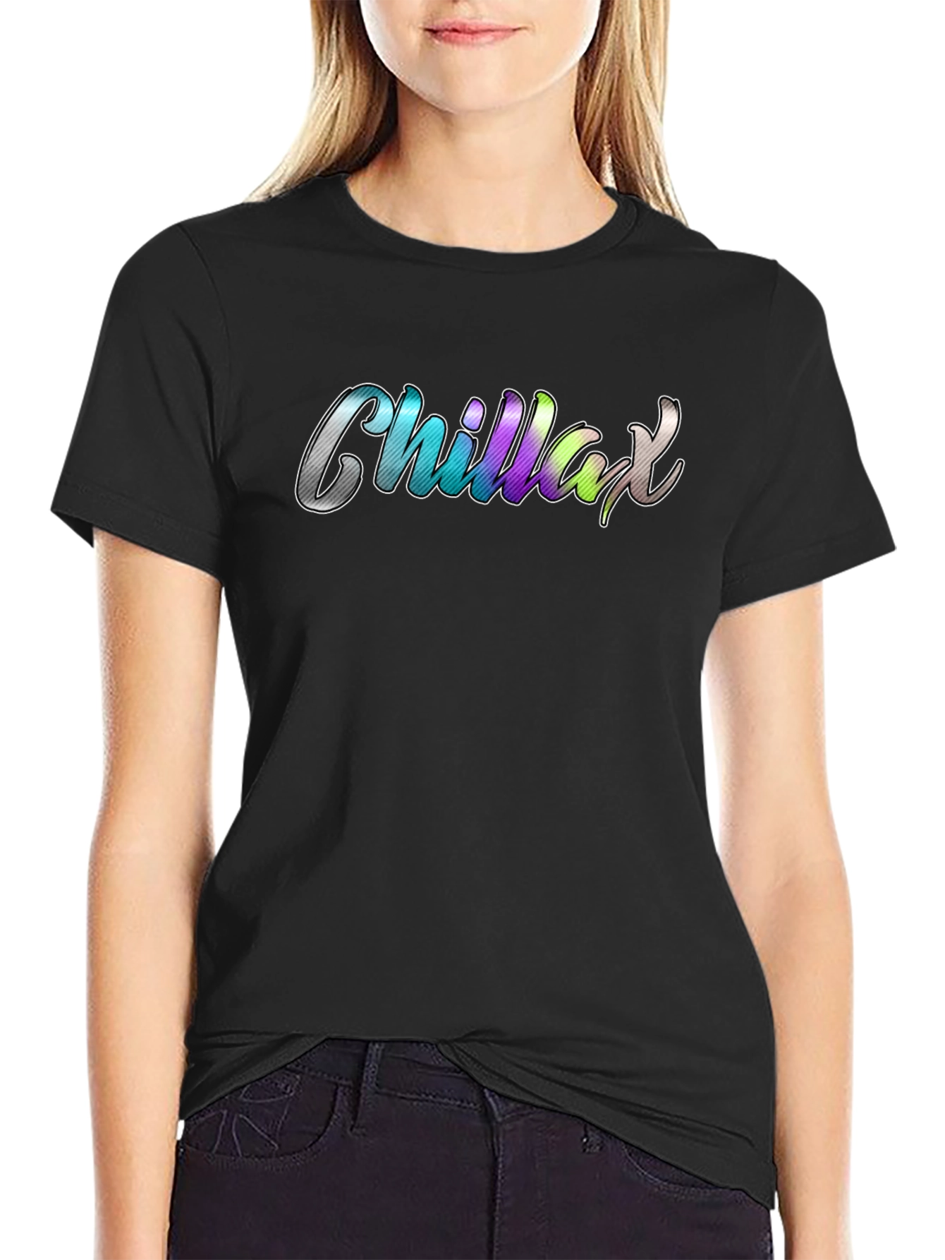 Chillax Black T-Shirt - Stylish Relaxed Fit Tee