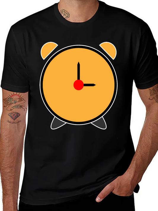 Alarm Clock Graphic T-Shirt - Black Cotton Tee