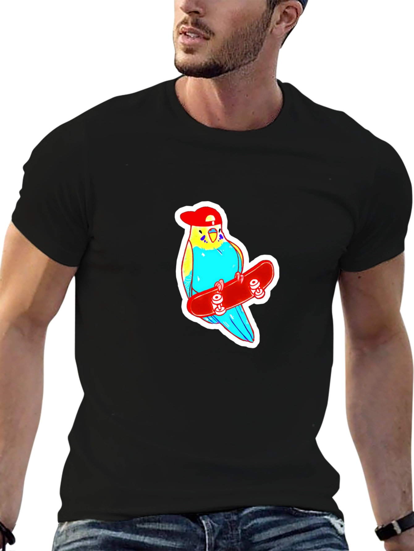 Skater Budgie T-Shirt - Cool Birdie Tee