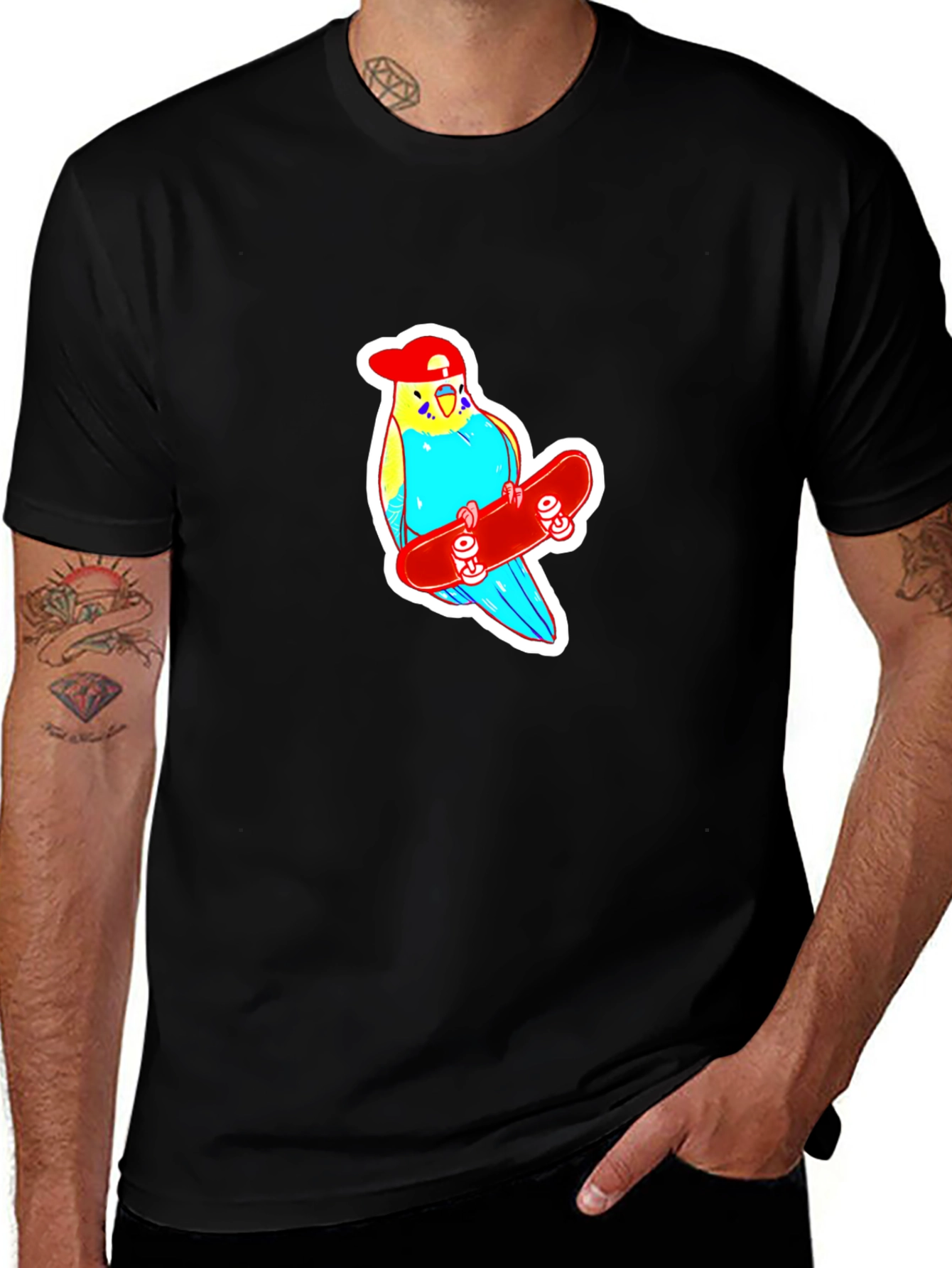 Skater Budgie T-Shirt - Cool Birdie Tee