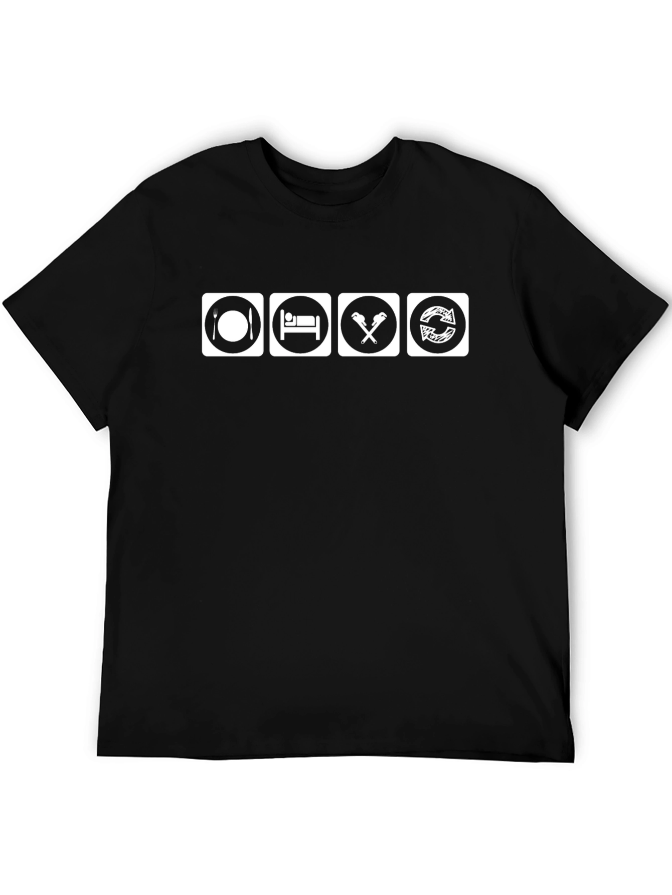 Eat Sleep Wrench Repeat Black Graphic Tee