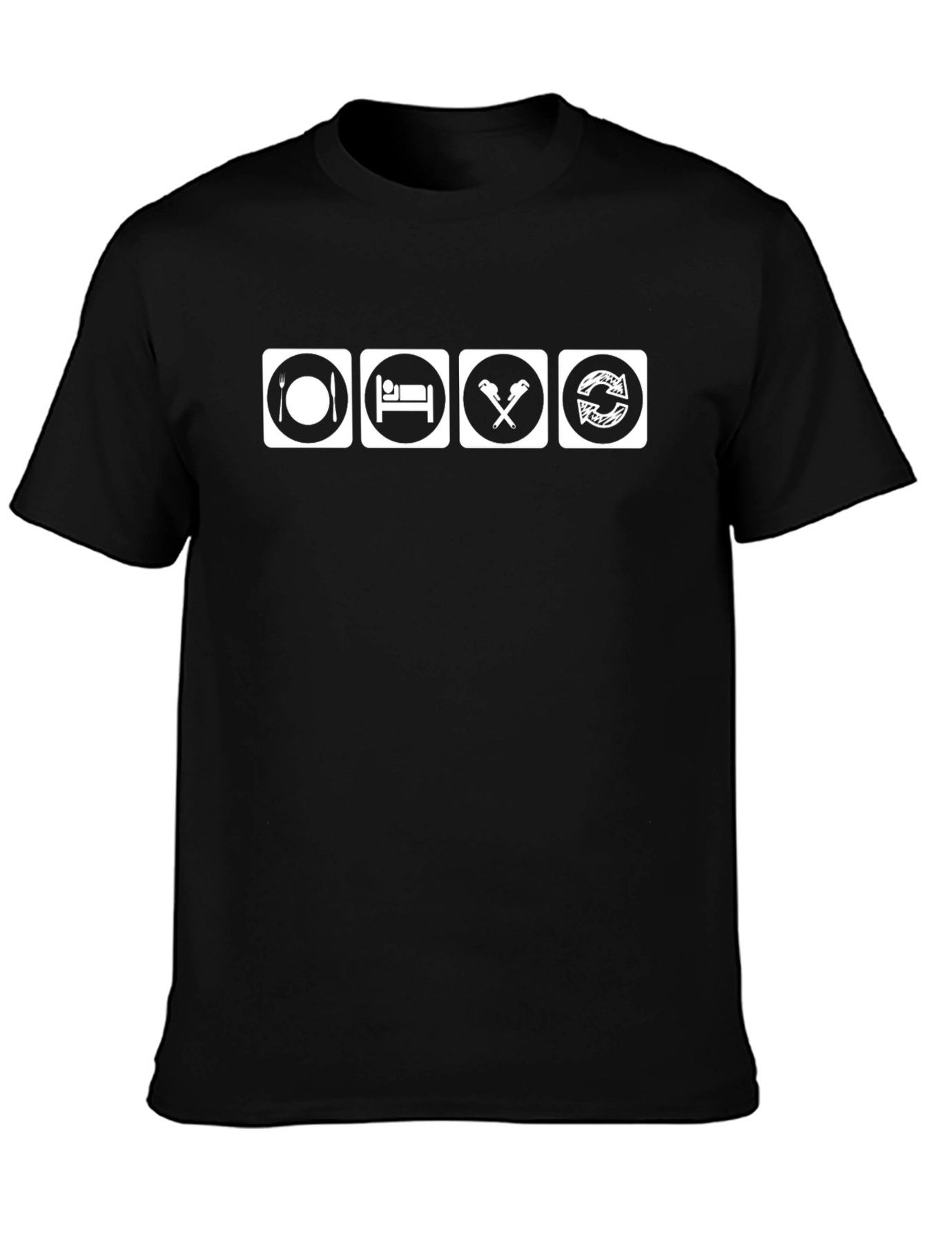 Eat Sleep Wrench Repeat Black Graphic Tee
