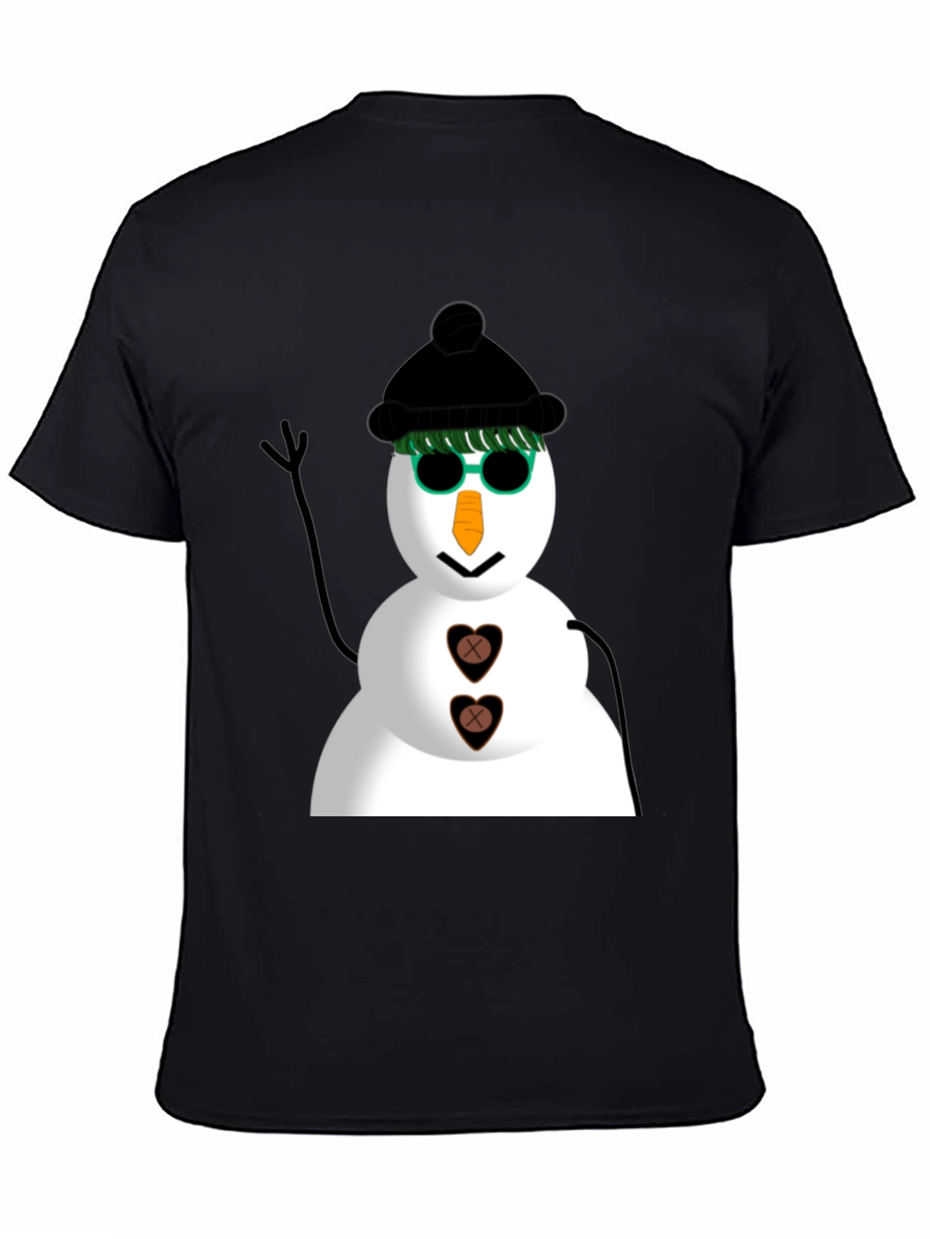 Cool Snowman Graphic Tee - Black