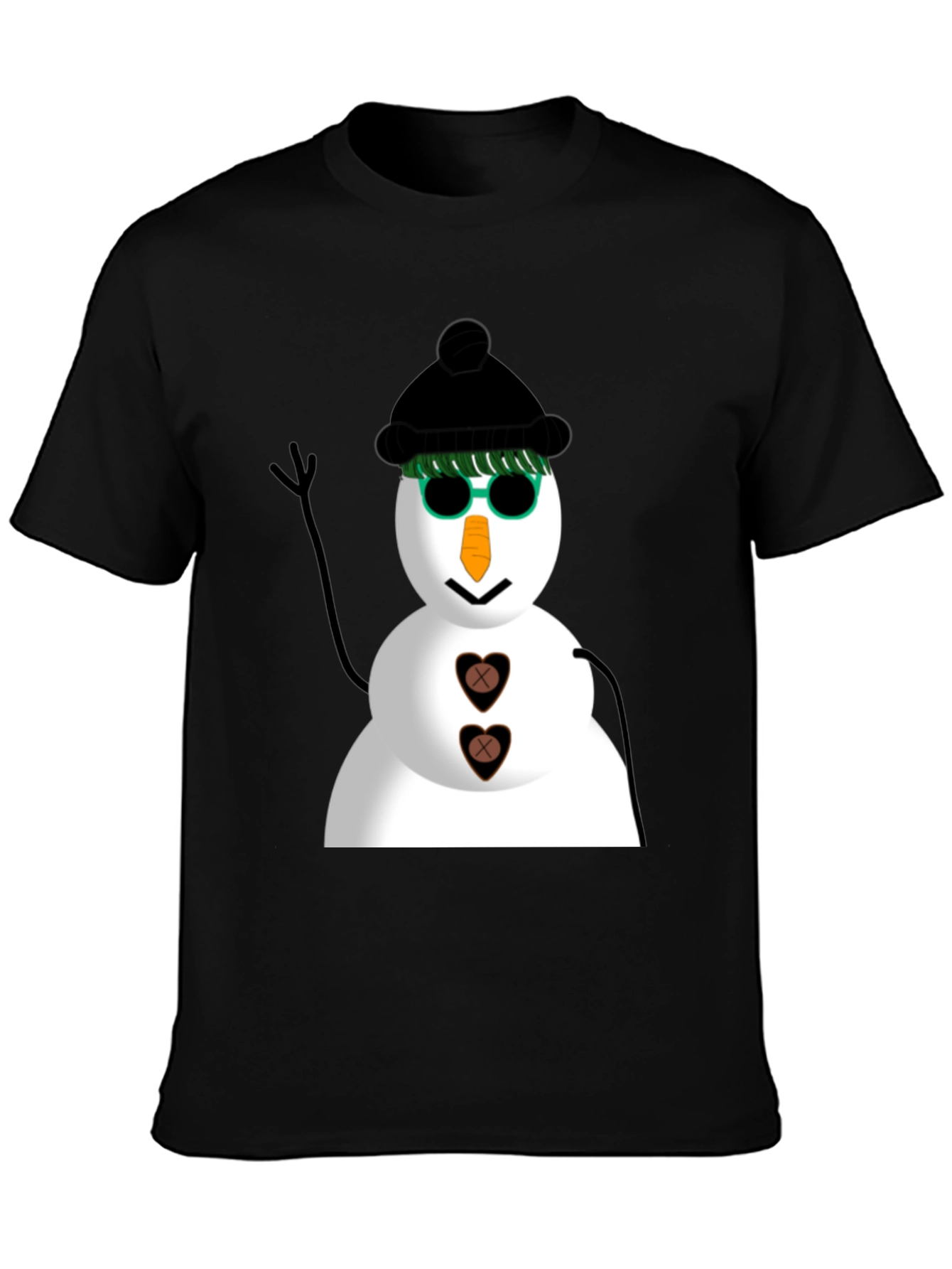 Cool Snowman Graphic Tee - Black