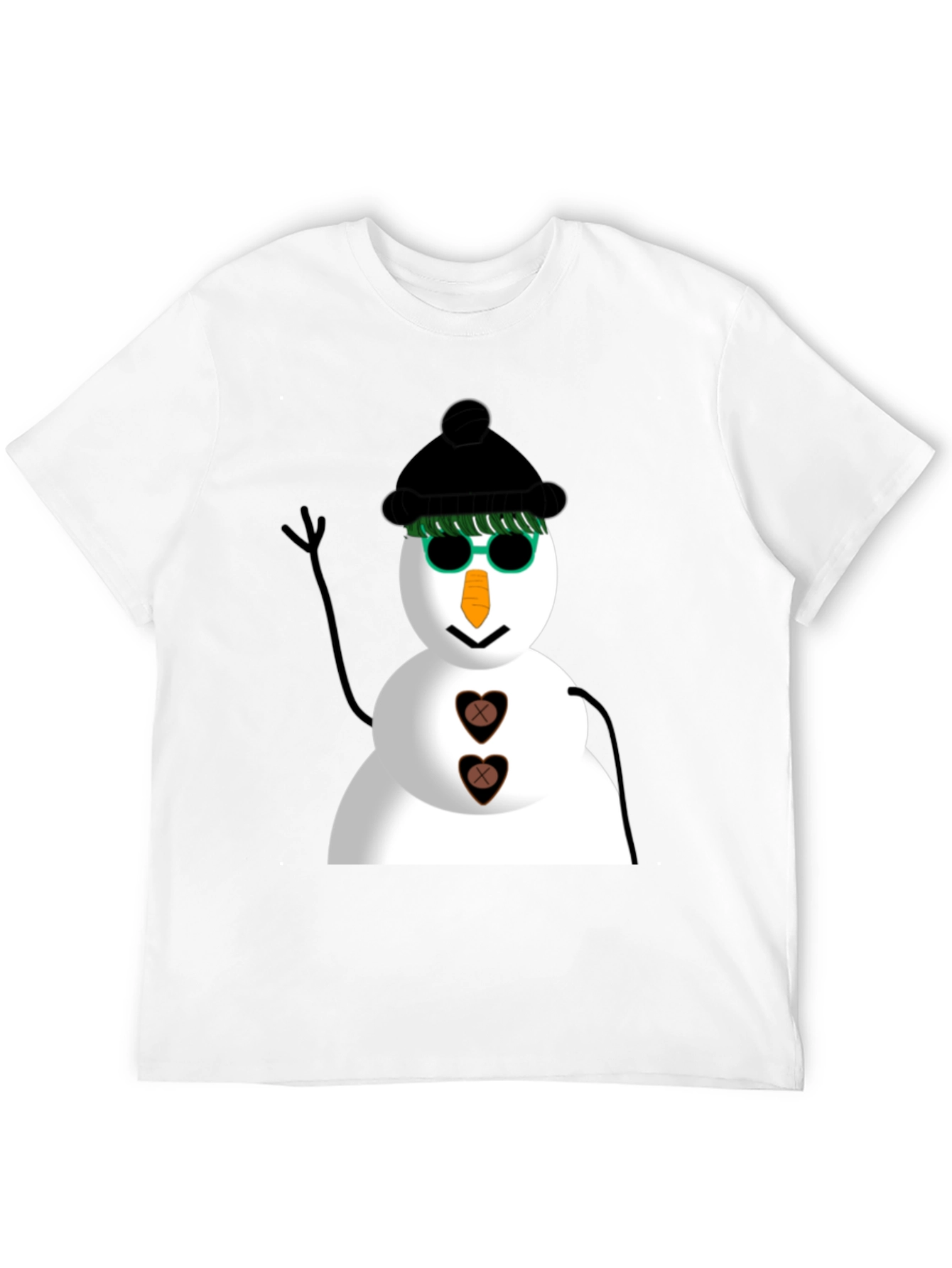 Cool Snowman Graphic Tee - Black