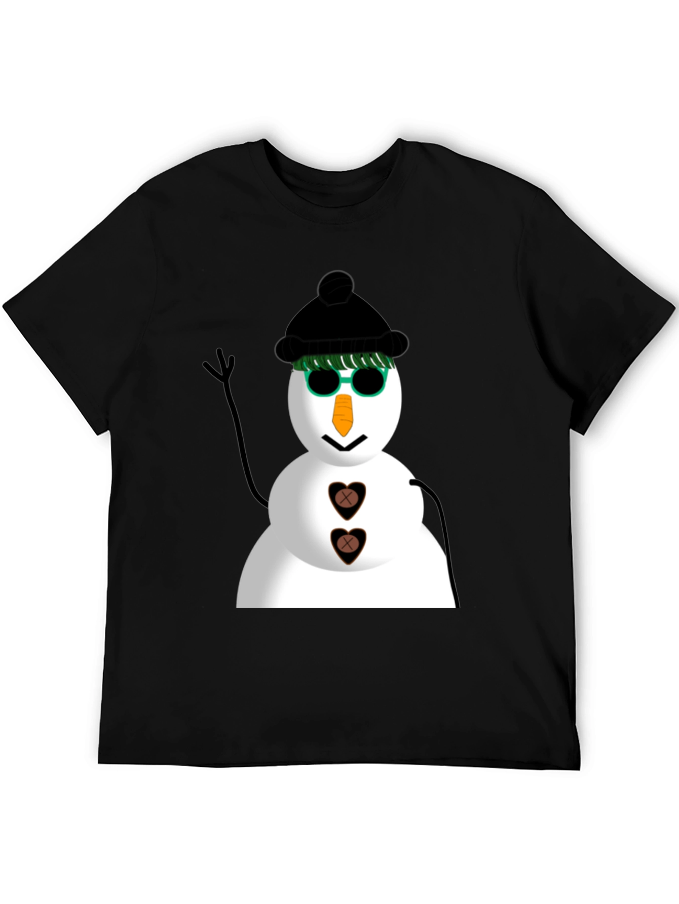 Cool Snowman Graphic Tee - Black