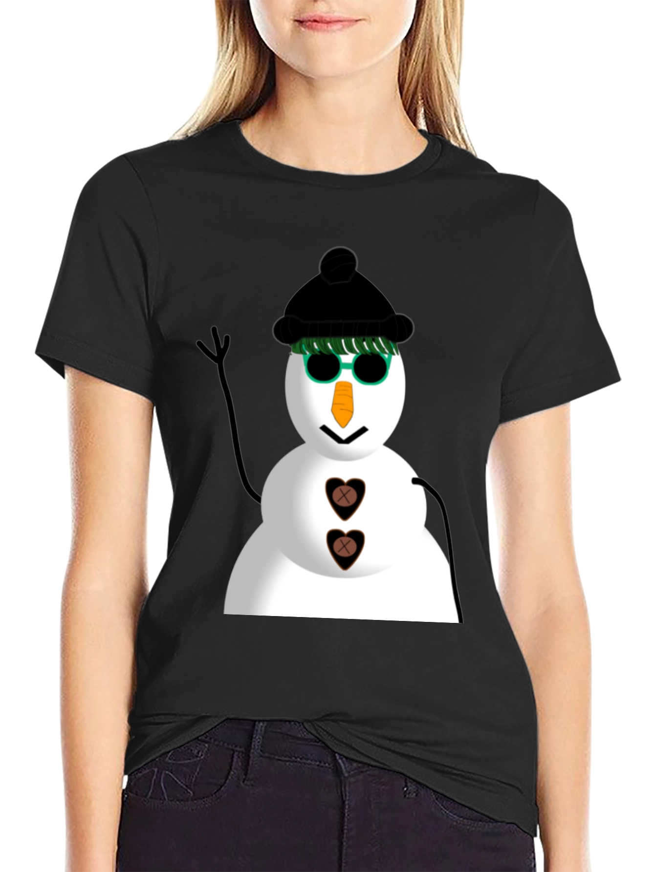 Cool Snowman Graphic Tee - Black