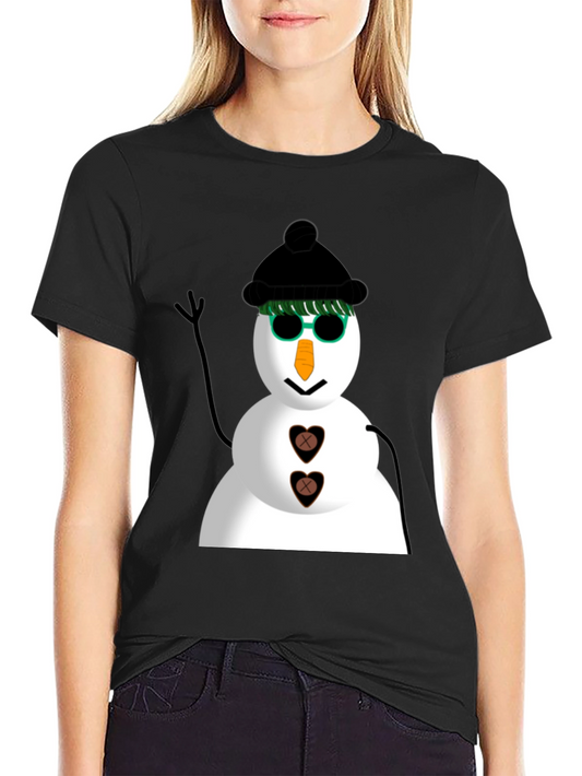 Cool Snowman Graphic Tee - Black