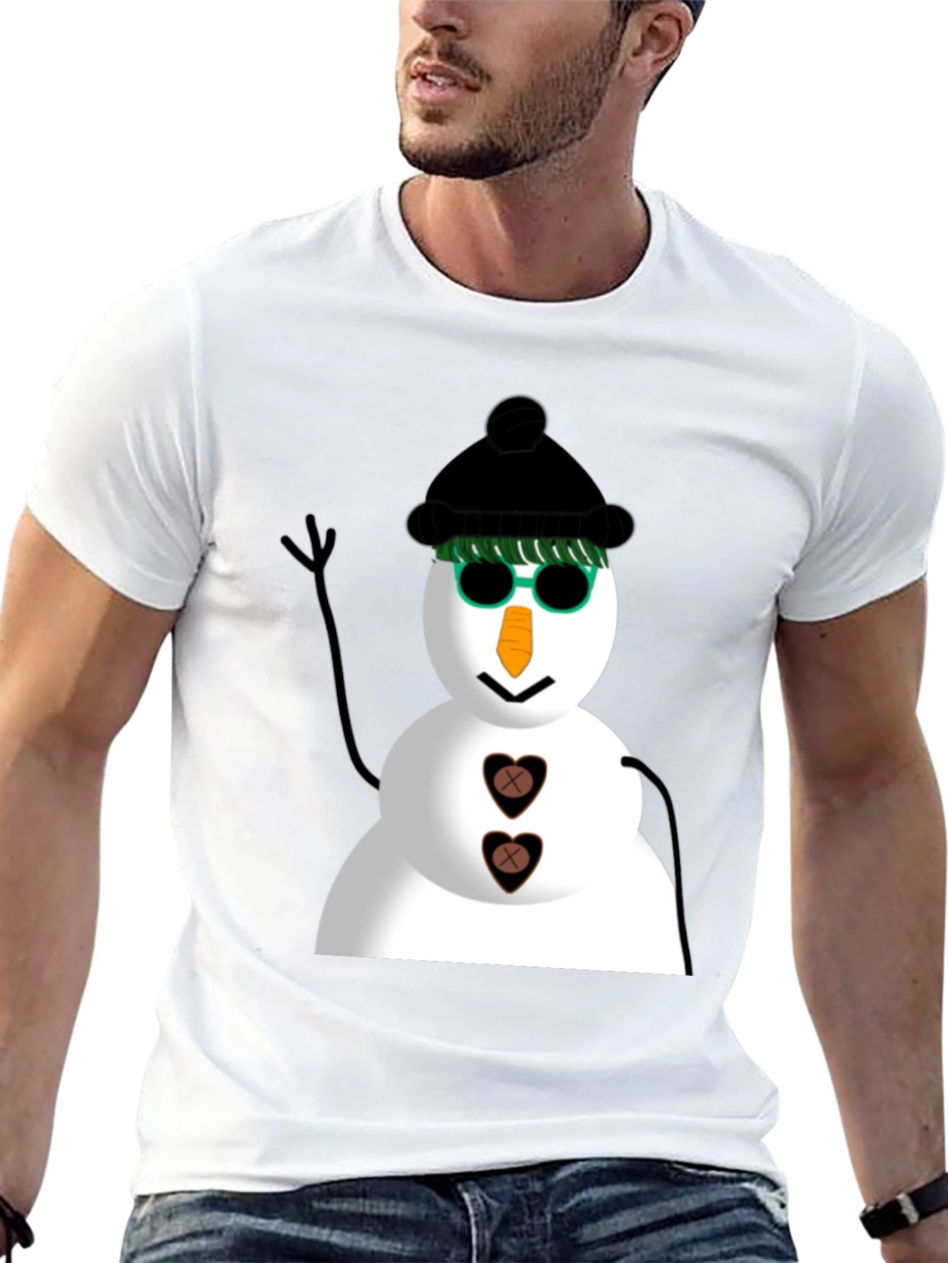 Cool Snowman Graphic Tee - Black