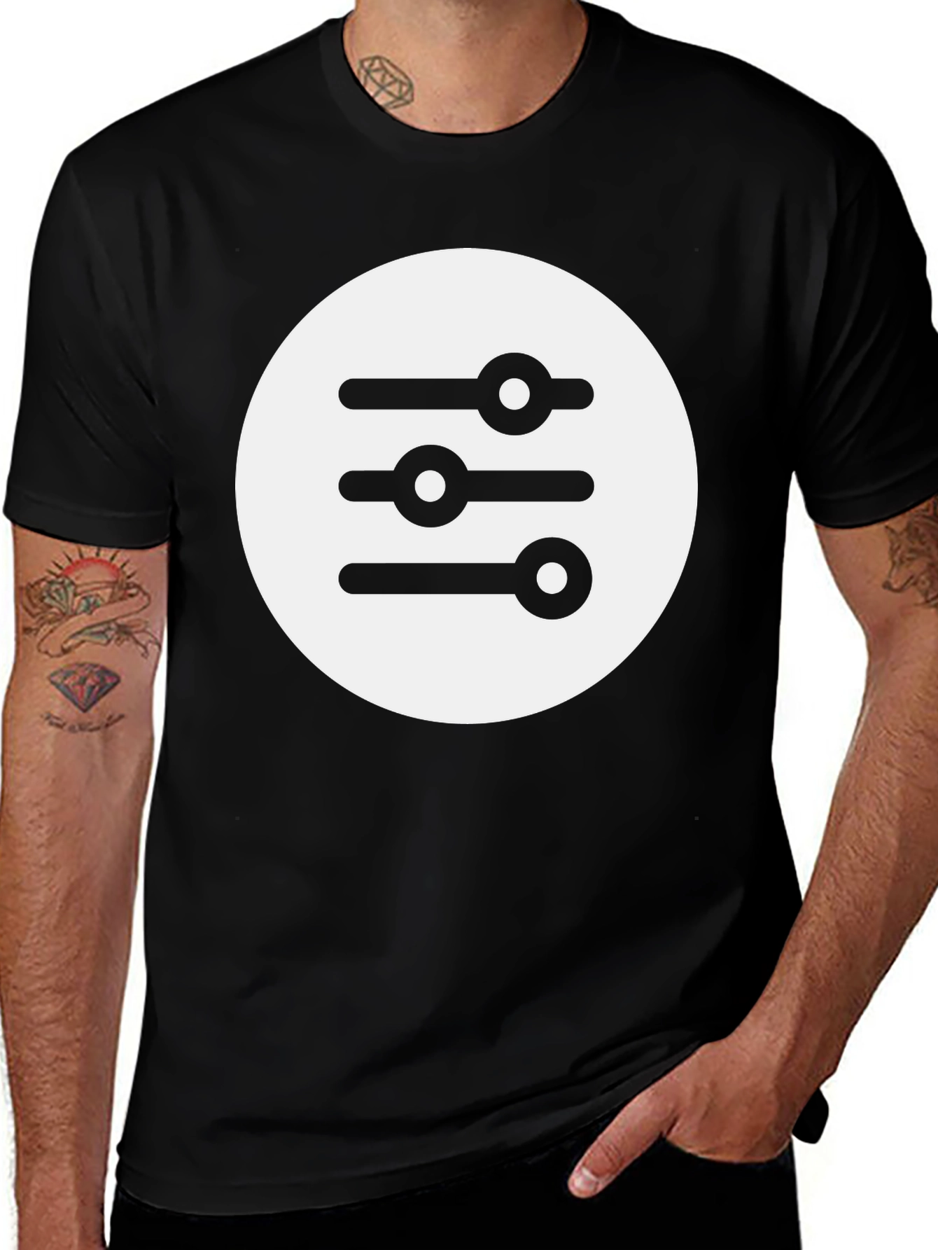 Graphic Tee: Equalizer Design Black T-Shirt