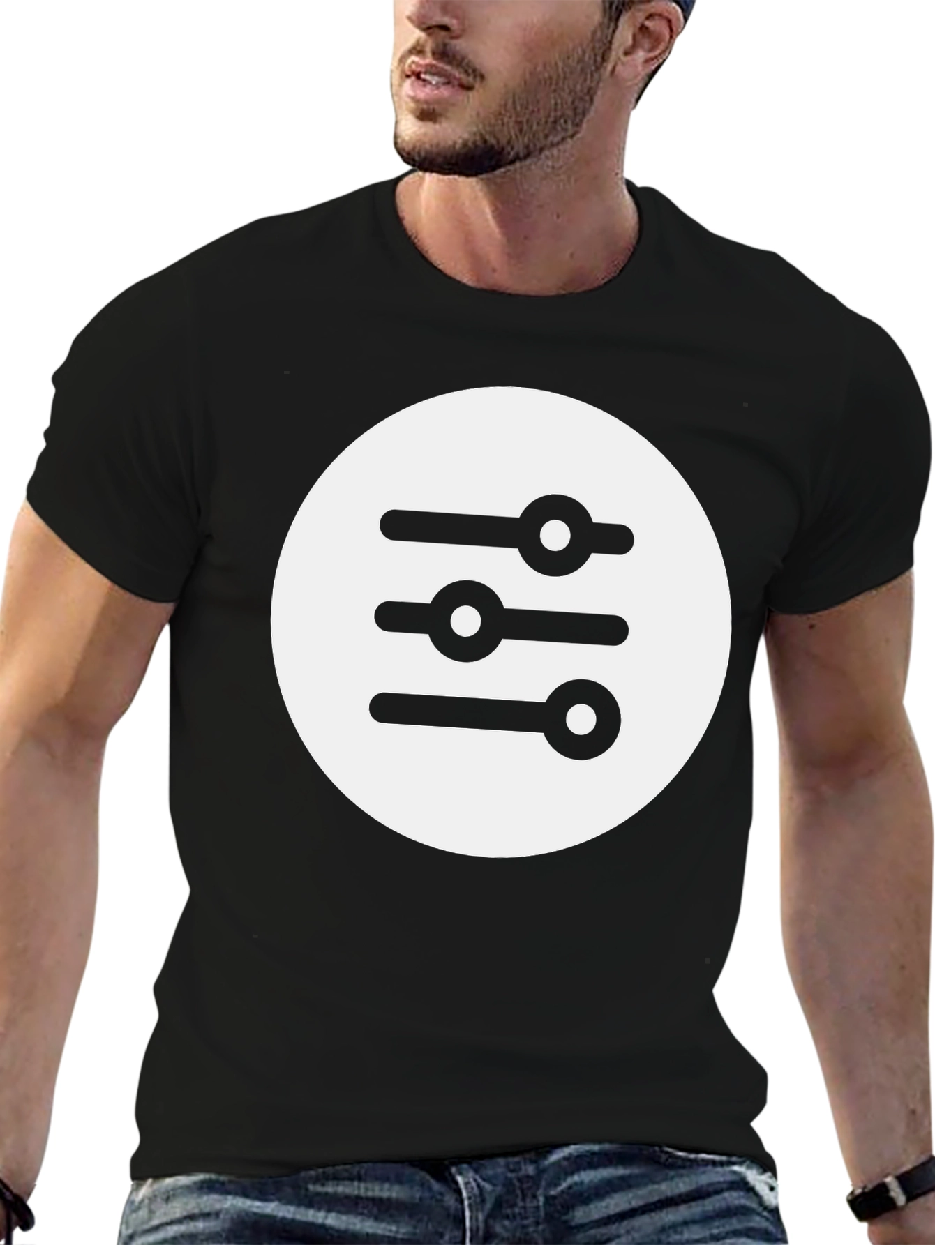 Graphic Tee: Equalizer Design Black T-Shirt