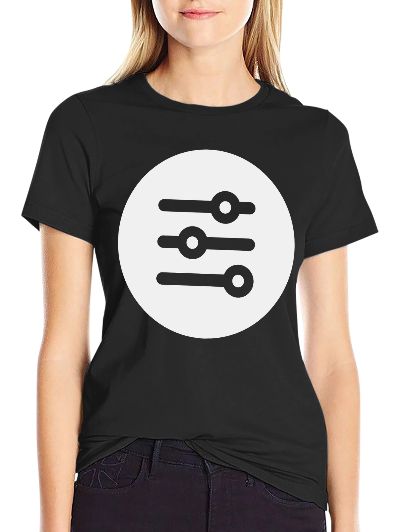 Graphic Tee: Equalizer Design Black T-Shirt