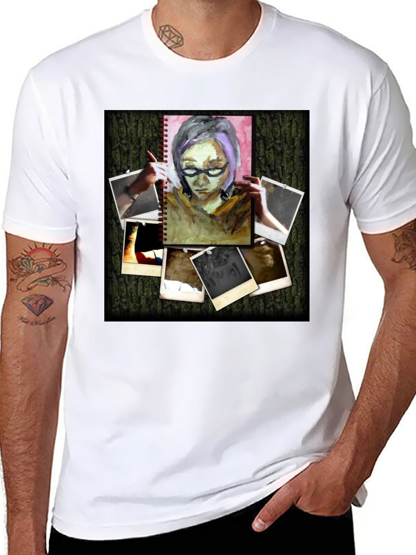 Artistic Photo Collage Black T-Shirt