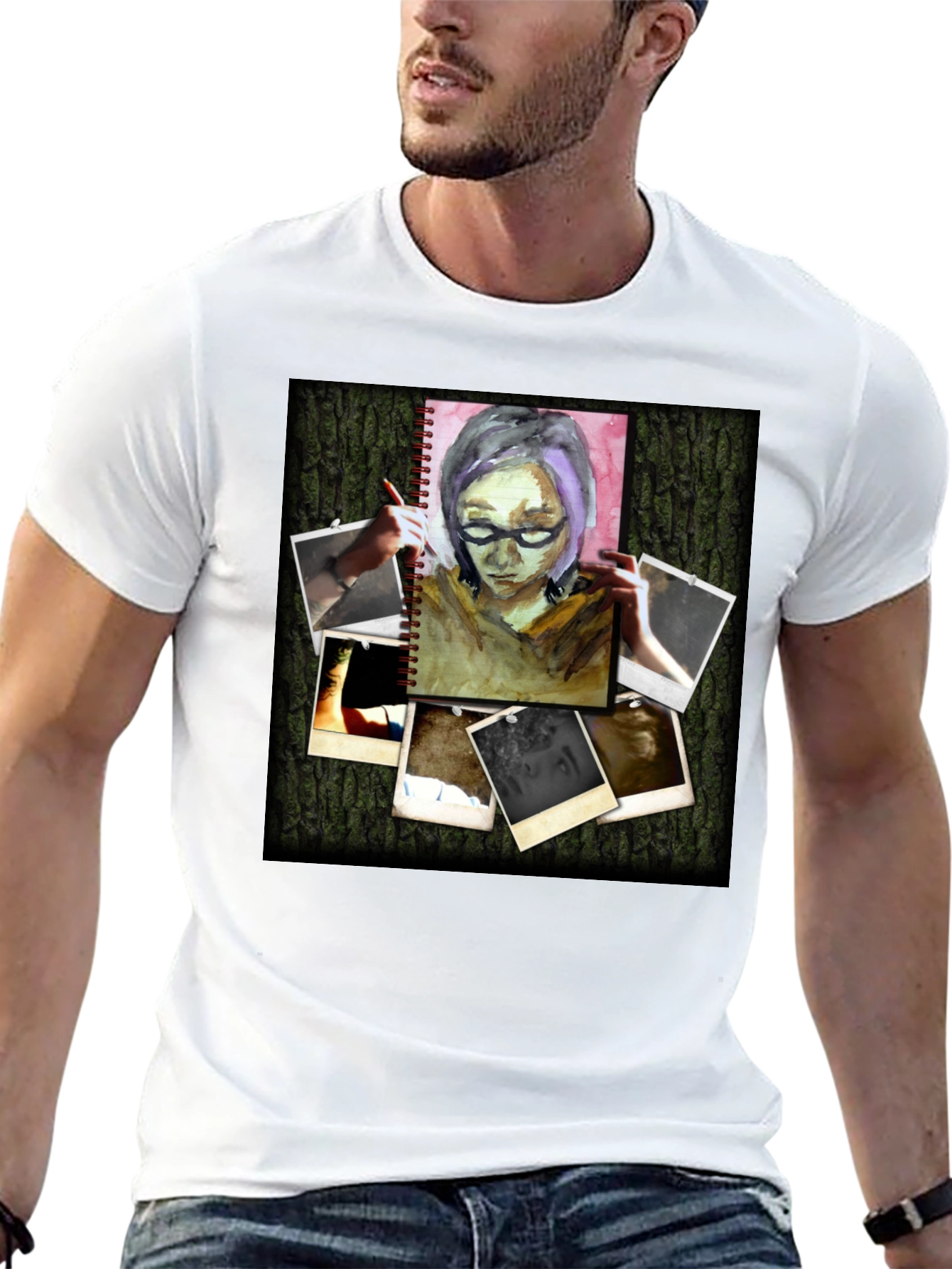 Artistic Photo Collage Black T-Shirt