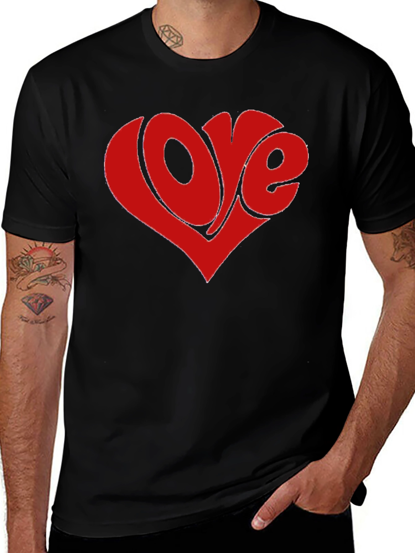 Retro Love Heart Graphic Tee - Black