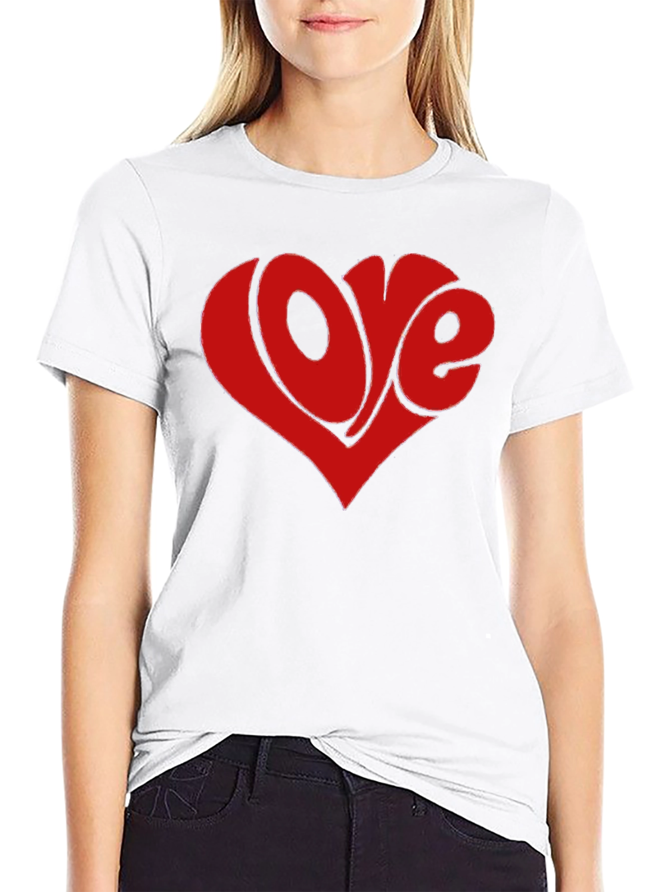 Retro Love Heart Graphic Tee - Black