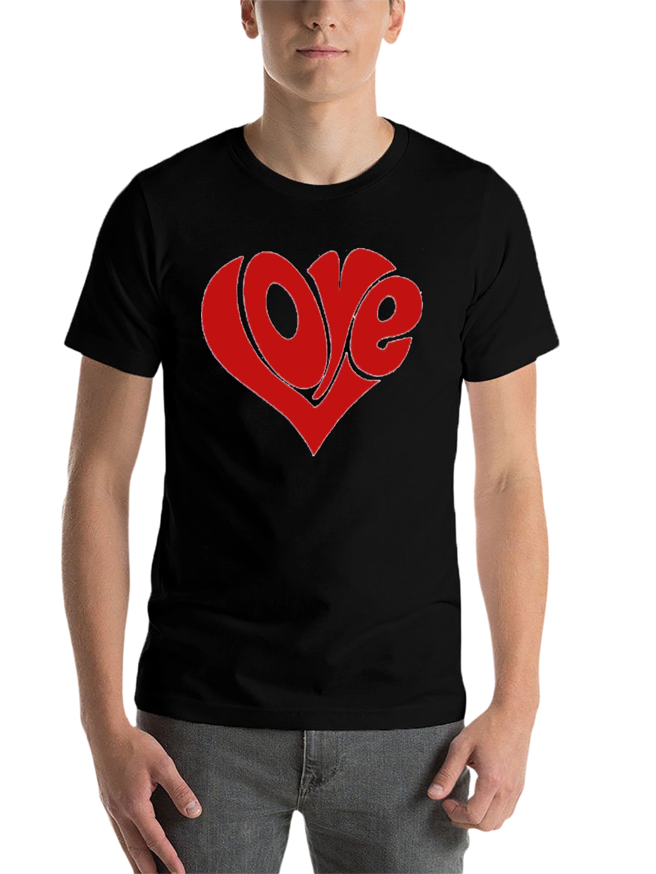 Retro Love Heart Graphic Tee - Black