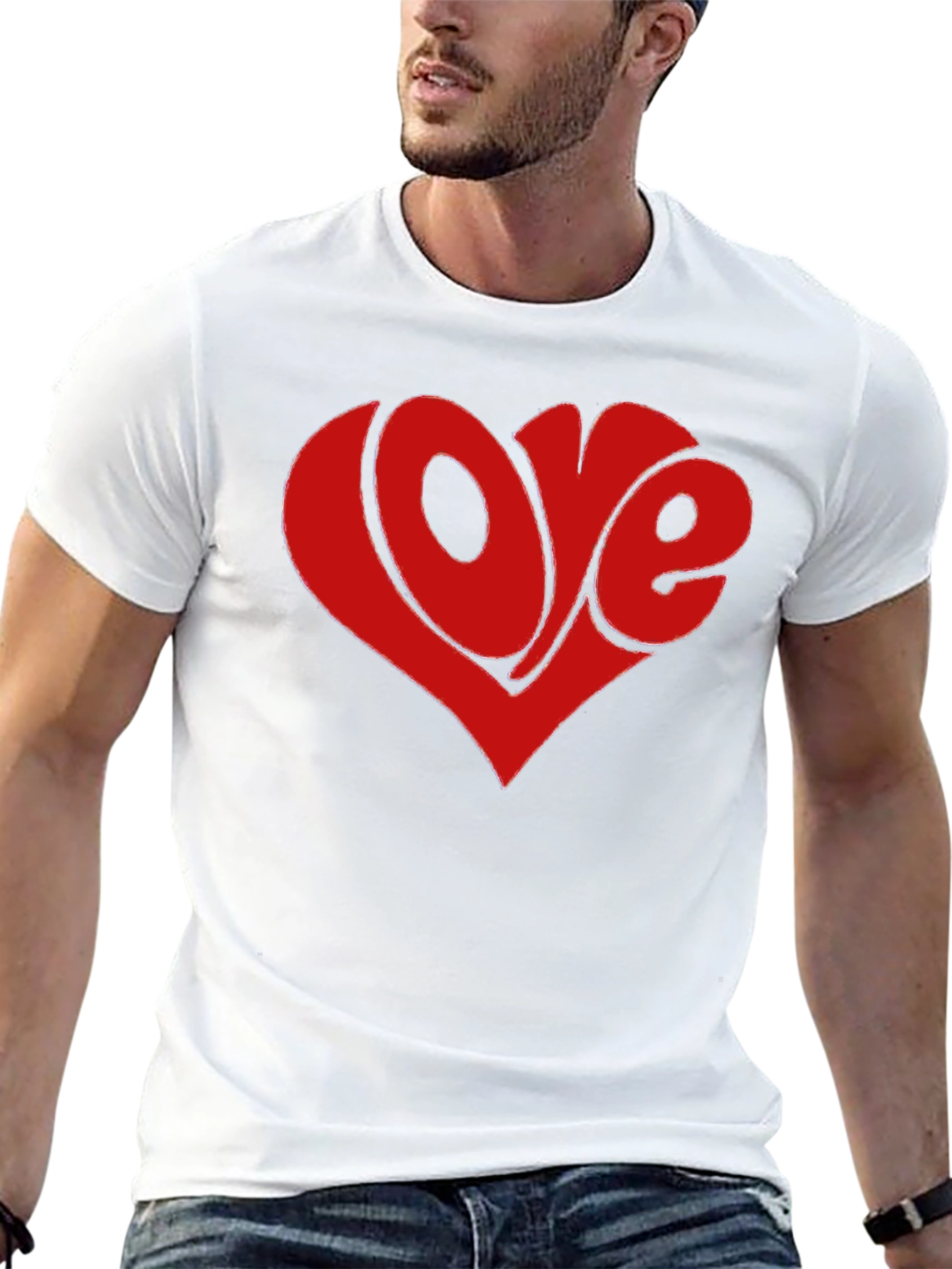 Retro Love Heart Graphic Tee - Black