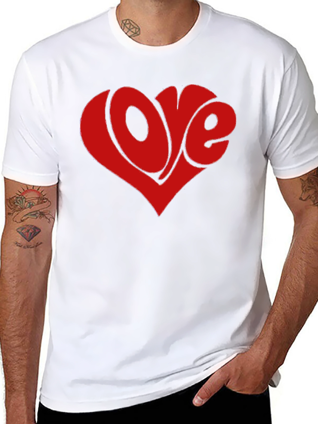 Retro Love Heart Graphic Tee - Black