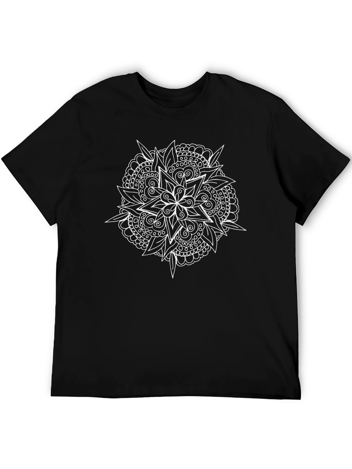 Floral Mandala Graphic T-Shirt - Black