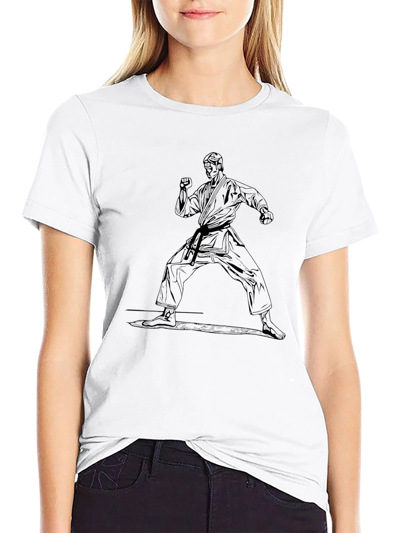 Karate Stance Graphic Tee - Martial Arts Black Shirt