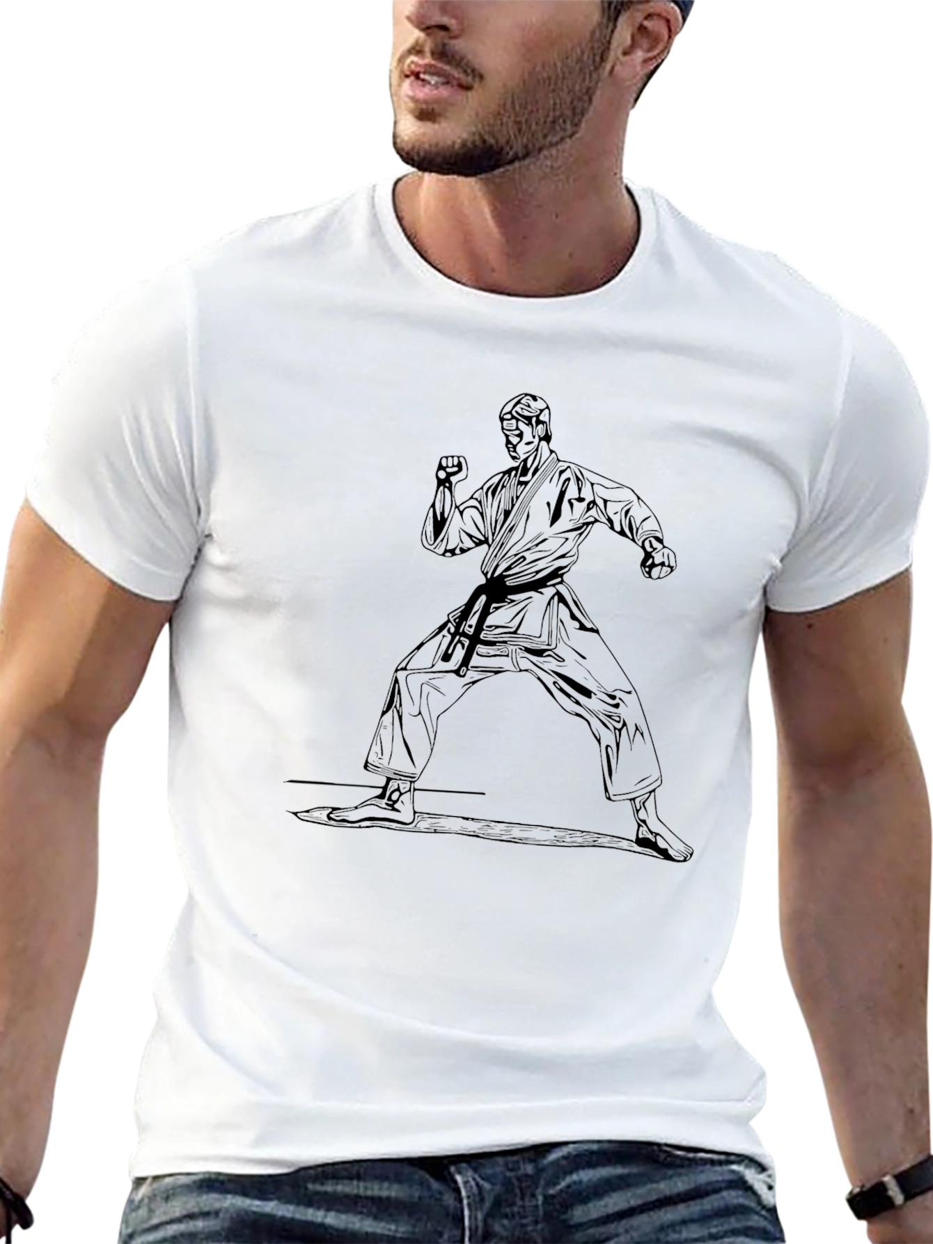 Karate Stance Graphic Tee - Martial Arts Black Shirt