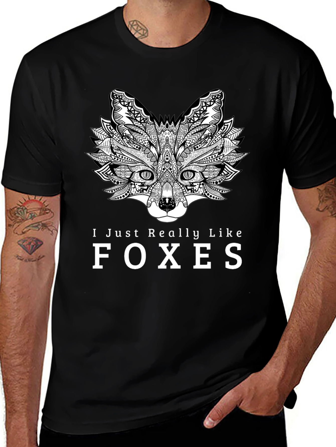 Fox Lover Black T-Shirt - Unique Animal Graphic Tee