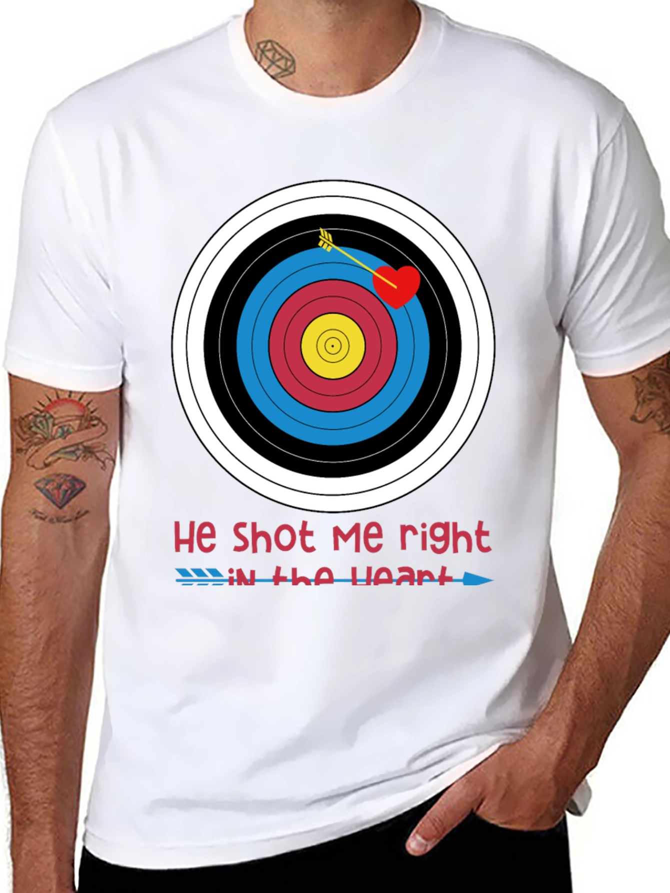 He Shot Me Right in the Heart Valentines T-Shirt