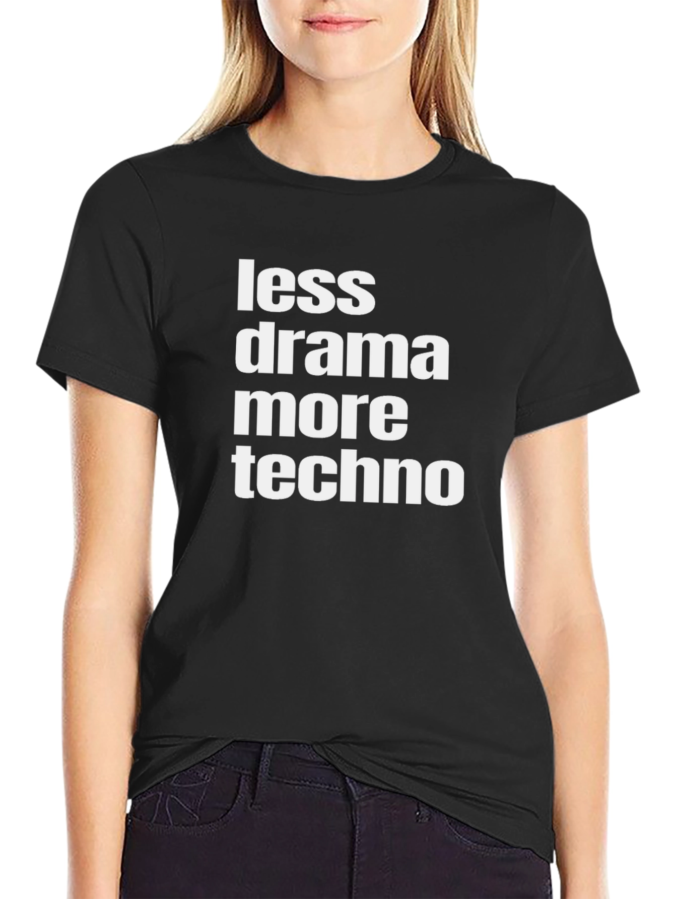 Less Drama More Techno Graphic Tee - Black