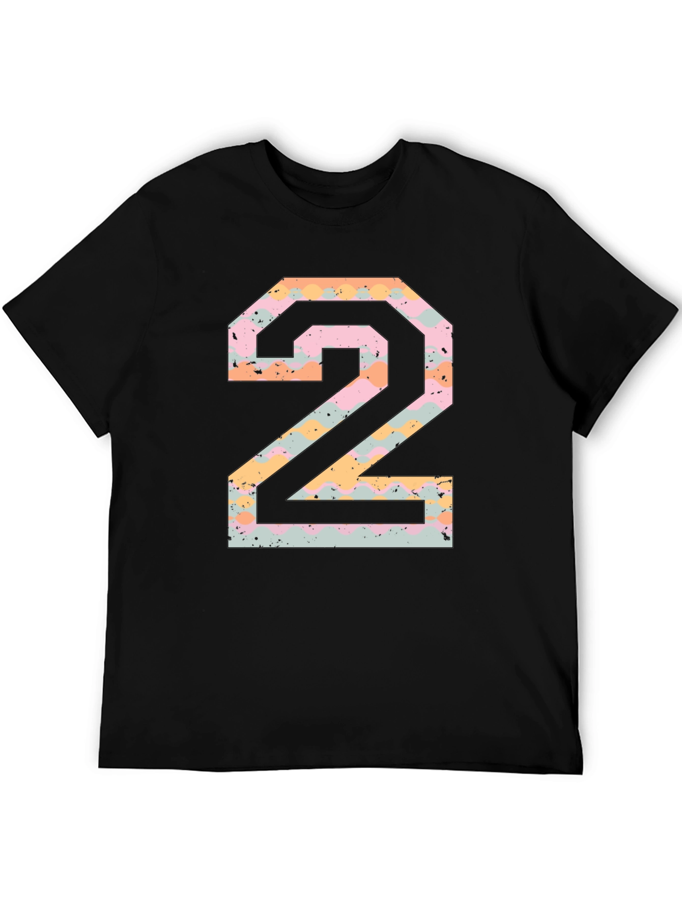 Number 2 Graphic Print Black T-Shirt
