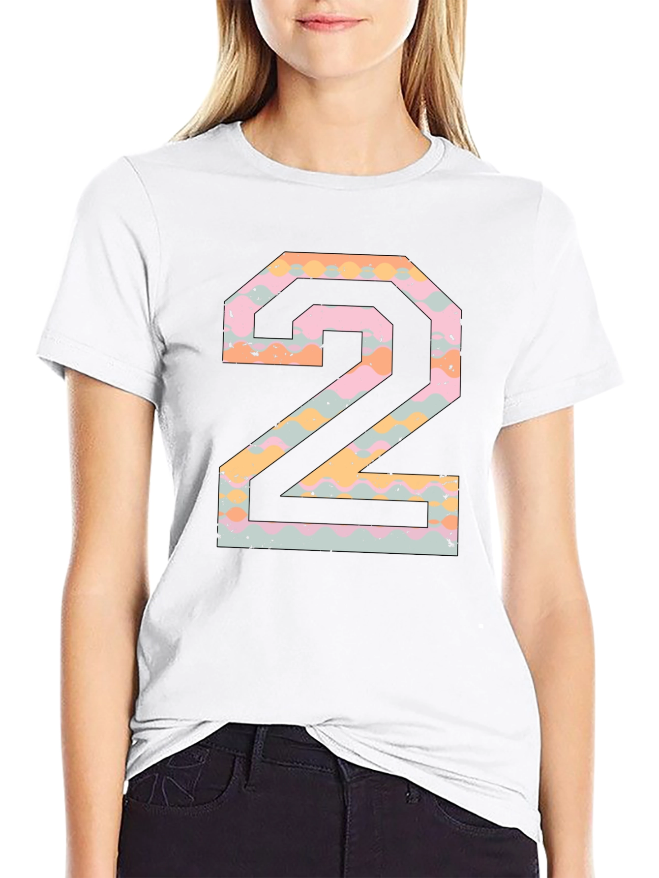 Number 2 Graphic Print Black T-Shirt