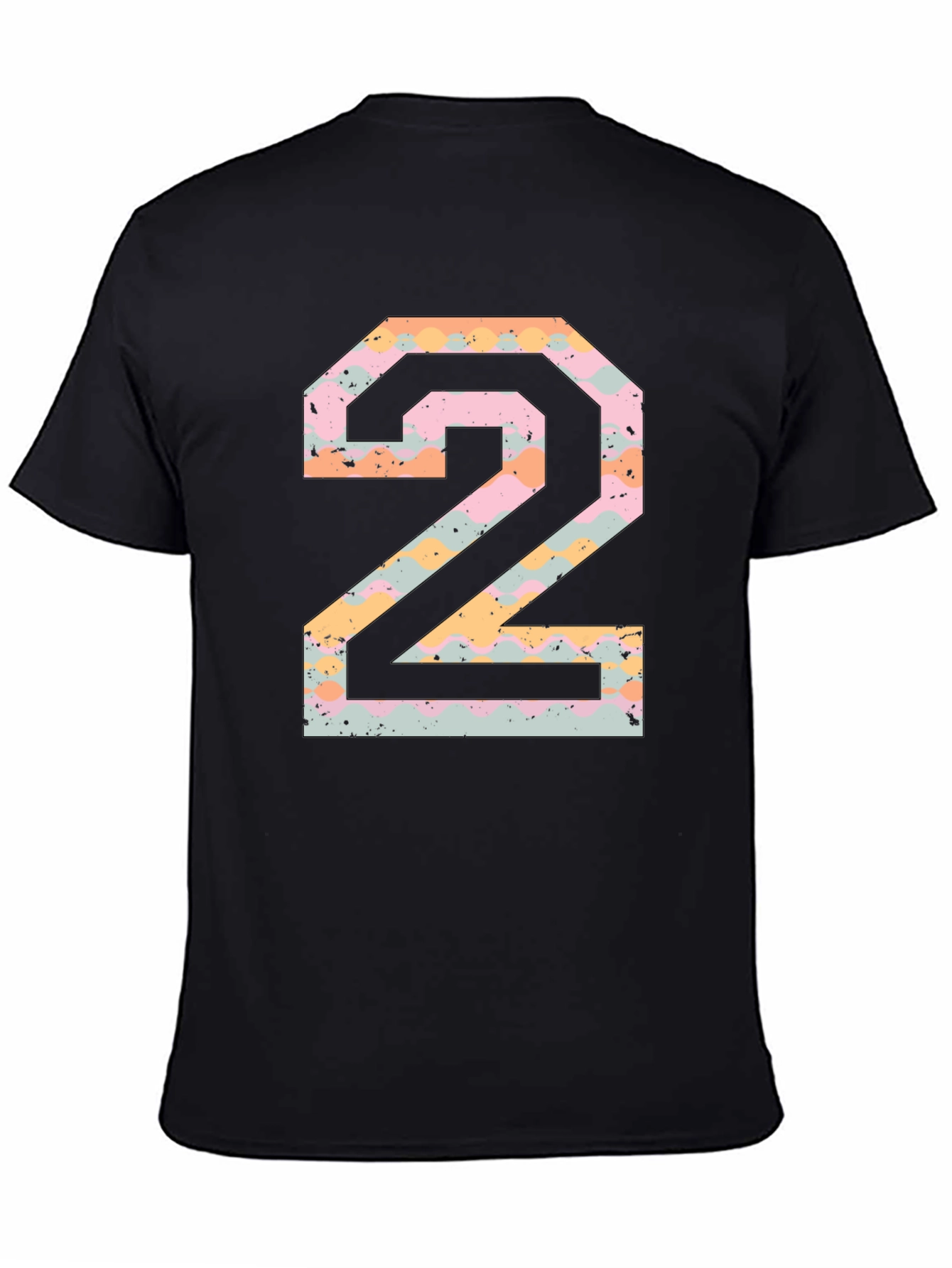 Number 2 Graphic Print Black T-Shirt