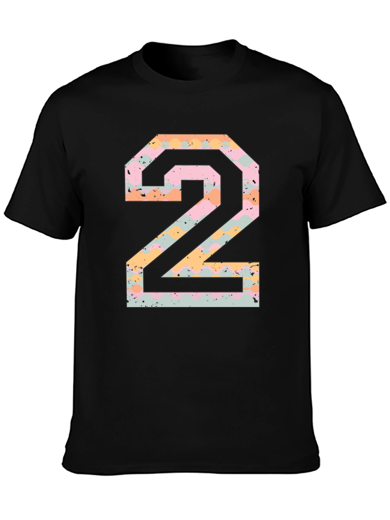 Number 2 Graphic Print Black T-Shirt