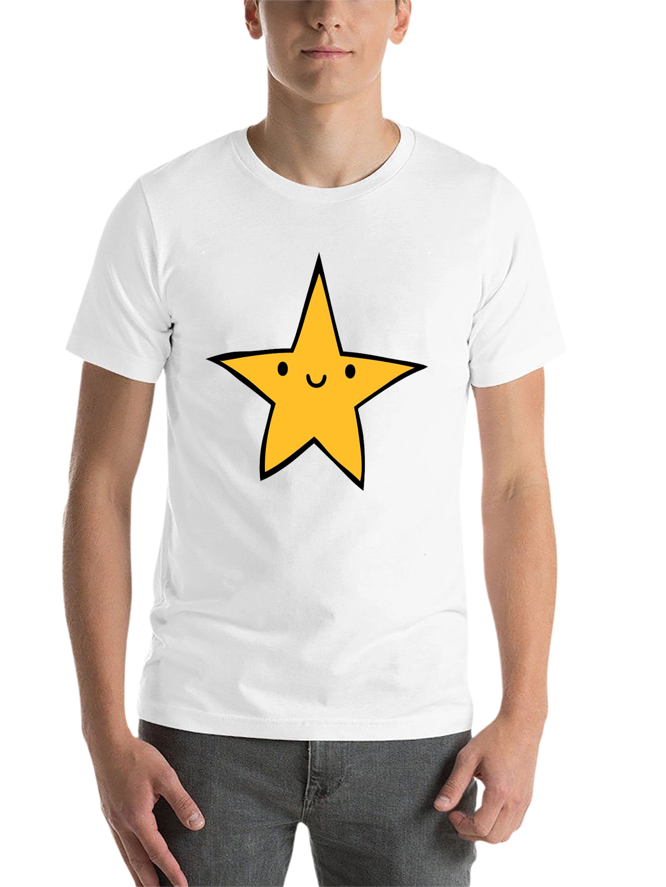 Happy Star Graphic Tee - Black Casual T-Shirt