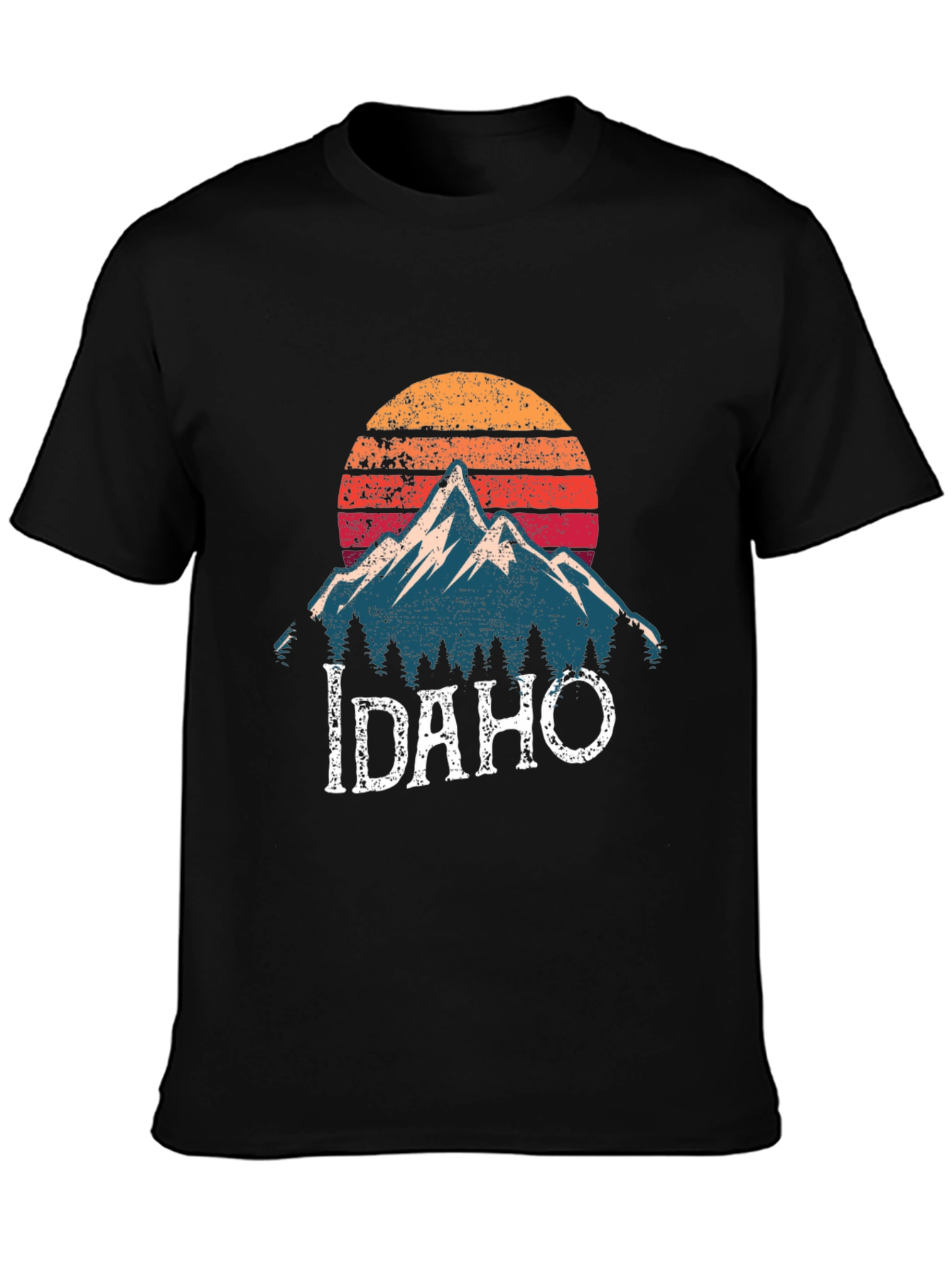 Idaho Mountain Graphic T-Shirt - Retro Sunset Design